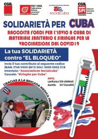 “La tua solidarietà contro El Bloqueo” da Teramo primo invio a Cuba di siringhe e mascherine