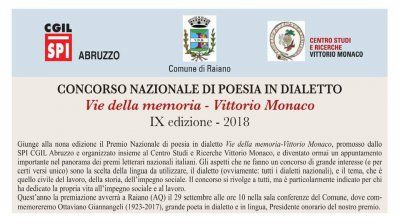 IX Edizione del premio di poesia in dialetto &quot;Vie della memoria-Vittorio Monaco&quot;