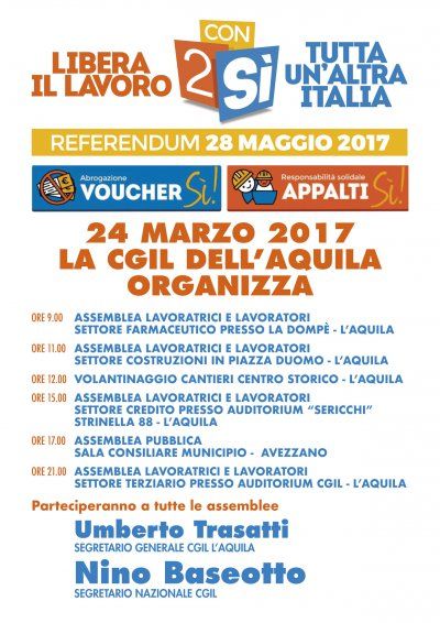 24 marzo 2017 Con 2 Sì tutta un&#039;altra Italia:le iniziative con Nino Baseotto in provincia