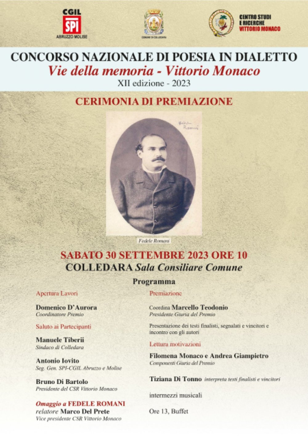 Cerimonia di premiazione “Vie della Memoria-Vittorio Monaco” XII Edizione