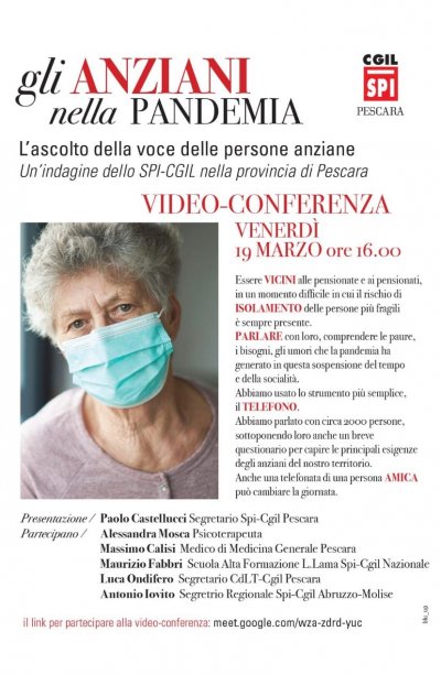 Gli anziani nella pandemia: un'indagine dello Spi Cgil Pescara
